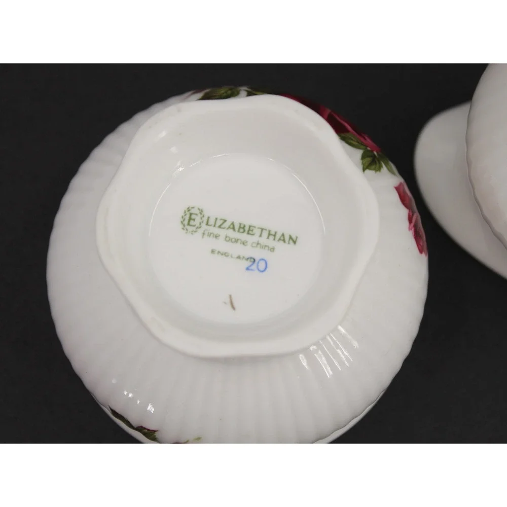 Elizabethan‎ Fine Bone China Creamer and Sugar Bowl Set Red Rose Made in England